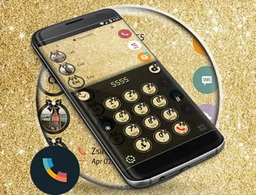 Theme Dialer Glitter Gold Bow android App screenshot 0